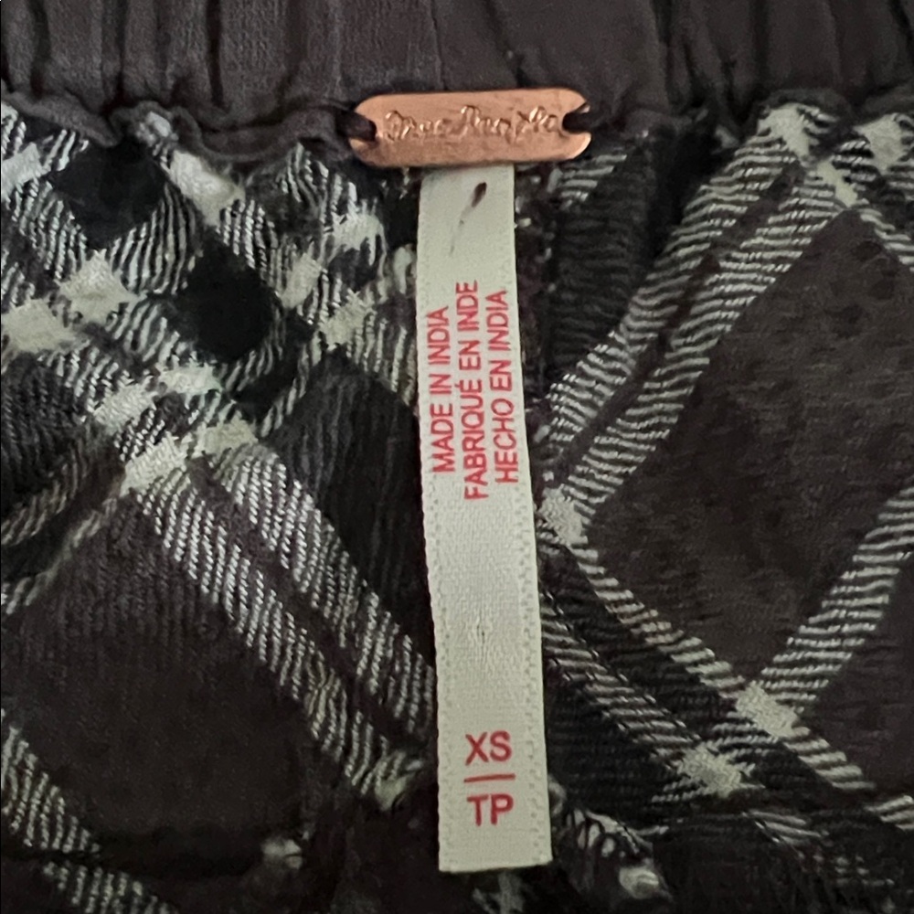 Free People Black Plaid Wide Leg Pants - Picture 2 of 4